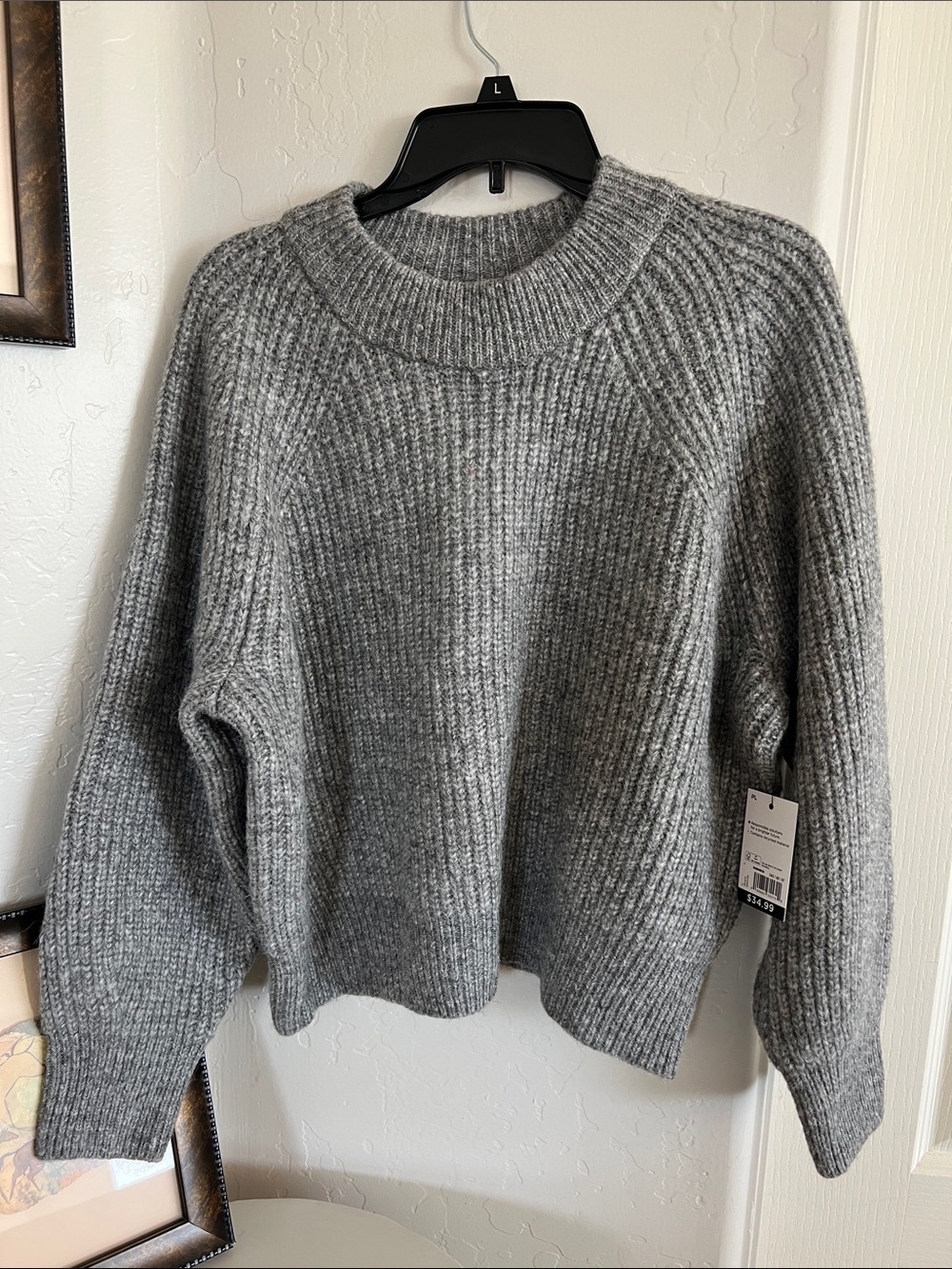 Sonoma Heather Gray Ribbed Crewneck Sweater